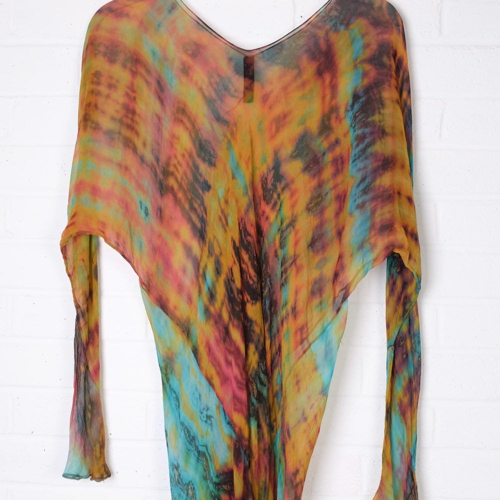 Carter Smith Colorful Shibori Dye Sheer Top